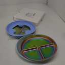 AIEVE Stainless Steel Kids Dinnerware Plates with Suction,2 Pack Round Divided Toddler Plates 9 inch with Removable Silicone Suction