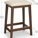 HOOBRO Bar Stools, Set of 2 Bar Chairs, Counter Height Bar Stools, PU Upholstered Kitchen Stools, 24 Inch Bamboo Saddle Stools with Footrests, for Kitchen, Dining Room, Bar, Beige and Brown CE04MD01
