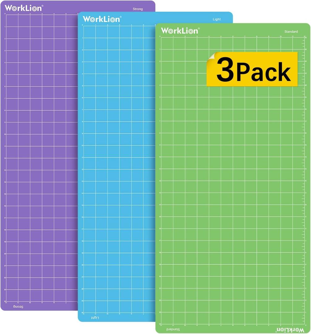 WORKLION Cutting Mat 12x24 for Cricut:Explore One/Air/Air 2/Maker Adhesive Variety StickyStandard,Light,Strong) Non-Slip Durable Mat Accessories