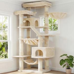 Heybly Cat Tree, 71-Inch-Tall Tower for Indoor Cats with 2 Perches HCT034M