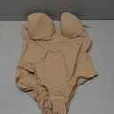 SKPNCV Women's Strapless Body Shaper Tummy Control Waist Push-Up Bodysuit with Cups and Detachable Straps Shapewear, Large, Apricot