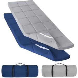 Cot Mattress Topper (Improved Thickness), Foam Quilted Pads for Camping, Soft Comfortable Sleeping Cot Mattress Pad Only, Camping Pad 75"x30" for Camp Cot/Rv Bunk/Narrow Twin Beds, Navy (30x75 Inch (Pack of 2))