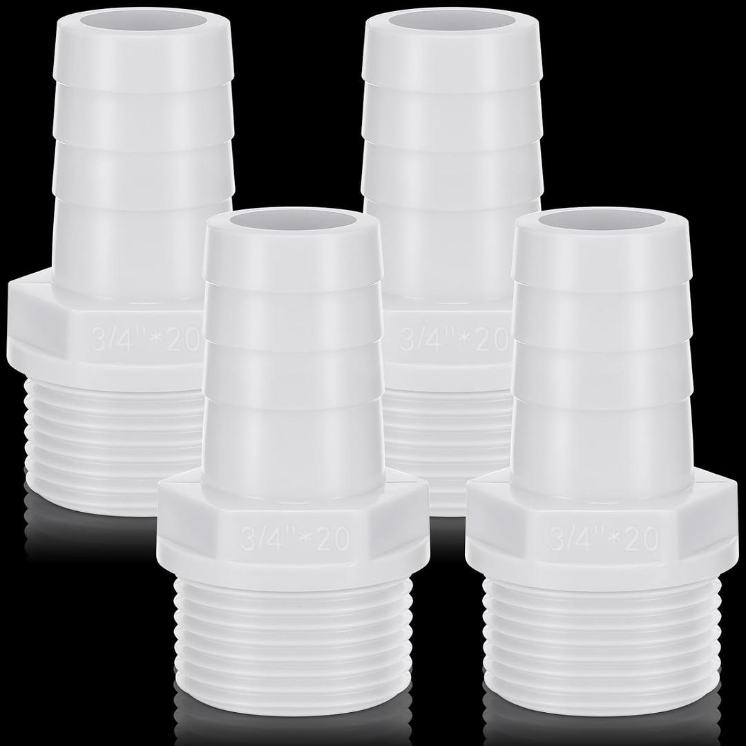 4 Pieces Pool PVC Fitting Tube Fitting Adapter Barbed Hose Fittings Barbed x NPT Male for Industrial Tube Portable Water Garden Kitchen Hose Swimming Pool Pump (2",White)