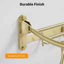 BESy Towel Racks with Foldable Towel Bar Hooks, Wall Mounted Brushed Gold | 24 Inch Bathroom Towel Shelf Holder, Multifunctional Storage Bathroom Accessories, Double Towel Bars, Rust-resistant Metal
