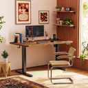 Huuger Electric Standing Desk with Power Outlets and USB-C Port, 47 X 24 Inch Height Adjustable Desk, Sit Stand Desk for Home Office, Computer & Gaming Desk with 4 Presets, Rustic Brown, 47.2 x 23.6 inch