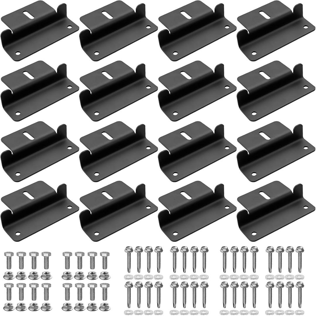 Anbte 16PCS Solar Panel Mounting Z Brackets, Aluminum Solar Panel Mounting Bracket 304 Stainless Steel Screws, Stable, Rust - Resistant, Easy Install for Roof, RV, Boat, Yacht, Black