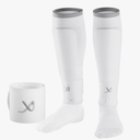 LUX Soccer Sleeves w/FREE Guard Stays for Men/Boys/Youth Compatible w/Soccer Grip Sock, White, M