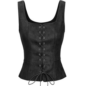 American Trends Women Pirate Renaissance Vest Cosplay Costume Waistcoat Halloween Steampunk Gothic Medieval Bodice (Small, Black)