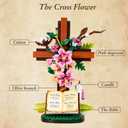 Jesus Cross Flower Building Set, Religious Cross Collectibles Compatible with Lego Jesus Pink Catholic Building Toys,Christian, Gift for Mother Day, Women or Adults (568 PCS)