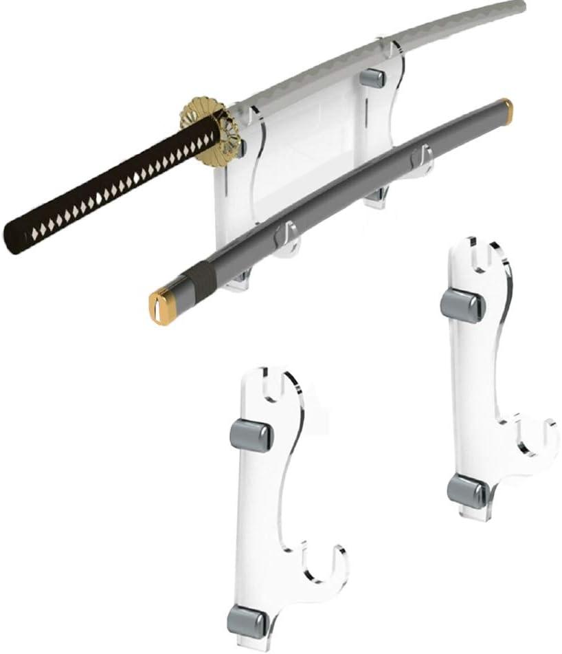 Sword Stand Sword Hook wo-Layer Wall-Mounted Samurai Sword Stand Display Stand Sword Stand Sword Holder Support All Swords (Transparent)