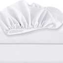 Oakias Twin Fitted Sheets White – Pack of 2 Bottom Sheets – Soft Brushed Microfiber Elastic Sheets for Bed – Shrinkage & Fade Resistant Sheets – Machine Washable