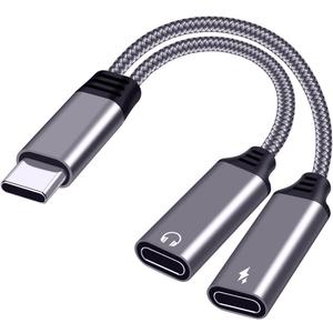Dual USB C Splitter, Hi-Fi Sound Quality, Compatible with iPhone 15, Galaxy S21, Pixel 4, OnePlus, Supports Fast Charging up to 27W