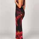 SHENHE Women's Sexy Floral Maxi Dress Halter Tie Backless Cowl Neck Bodycon Party Dress (Blue, S)