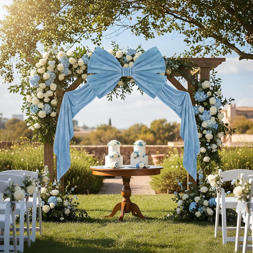 Suncalla Large Blue Bows 40 x 80 Inch Big Bows for Backdrop Velvet Giant Bow Wedding Decorations with Long Streamers Extra Large Tie for Door Wall Birthday Baby Shower Coquette Bridal Bachelorette