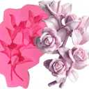3D Flowers Silicone Fondant Molds Rose Cake Chocolate Moulds Dried Flower Jewelry Decorative Mould Resin Epoxy Clay Molds Pastry Baking Tools, Rose Bouquet