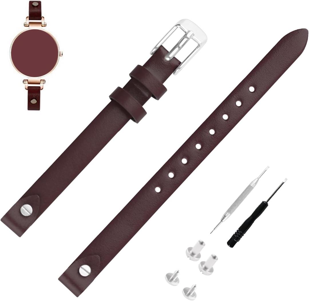 8mm Women Leather Watch Bands Compatible Fit for Fossil 8 mm ES2829 ES2830 ES3060 ES3076 ES3077 ES3148 ES4119 ES4176 ES3262 ES3077 Replacement Watch Strap Wirstband Bracelet For Men and Women (Brown)