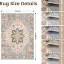 Rugland 8x10 Area Rugs for Living Room - Stain Resistant Washable Rugs 8x10, Non Slip Backing Vintage Tribal Pattern Machine Washable Large Area Rugs (8'x10', Blue)