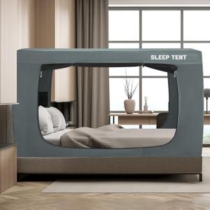Bed Tent Twin Bed Canopy Dream Tents for Indoor Portable Blackout Tents Privacy Space Warm Breathable Sleeping Tents for Kids and Adult(Light Gray,Mattress Not Included) Reducing Light