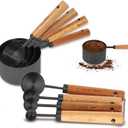 Measuring Cups and Spoons Set with Fragrant Wood Handles, 8 Piece Measuring Spoons and Measuring Cups Set,Precision Measuring Cup Set for the Kitchen Enthusiast(Black)