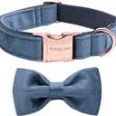 ARING PET Bowtie Dog Collar-Velvet Dog Collars with Removable Bowtie, Cute & Comfortable Dog Collar. (X-Small (Pack of 1), B-Navy Blue)