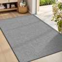 LEKEEPGO Ultra Thin Indoor Door Mat 24"x36", Low-Profile Door Mat Indoor Entrance, Non Slip Rubber Backing Inside Doormat Washable Welcome Front Entryway Dirt Trapper Entry Mat, Grey