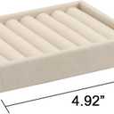 Frebeauty Small Jewelry Tray Set,Velvet Ring Organizer,Stackable Jewelry Organizer Tray,Mini Jewelry Drawer Organizer,4.92 x 3.74 x 0.9 Inches,7 Slots Ring Tray for Women(Set 2,Beige)