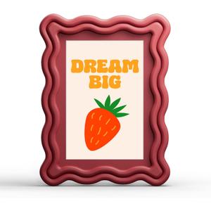 YESKAY 5x7 Picture Frame with Mat for 4x6,Cute Wavy Edge Photo Frame with Real Glass,Wooden Scalloped Frame for Tabletop or Wall Hanging,Red,1 Pack