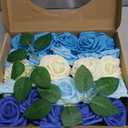 N&T NIETING Blue Roses Artificial Flowers, 25pcs Fake Flowers Rose Perfect for DIY Wedding Bridesmaid Bridal Bouquets Centerpieces Home Flower Arrangement Decoration, Series Blue