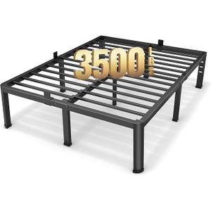 Superay 20 Inch Full Size Metal Platform Bed Frame with Round Corners Leg
Storage Space Under High Bed Frame, Heavy Duty Steel Slats Support, Noise Free, Easy Assembly, No Box Spring Needed, Black