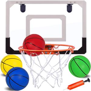 NI-ROU Indoor Mini Basketball Hoop for Kids,Mini Basketball Hoop with Electronic Scoreboard & 2 Balls,Over The Door Basketball Hoop with LED Lighting, Basketball Wall-Mount Hoops & Goals Toys