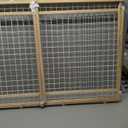 MidWest Homes for Pets Wire Mesh Pet Safety Gate, Pressure Mounted Dog Gate Measures 44 Inches Tall & Expands to 29-50 Inches Wide, Natural Wood & White Powder Coated Wire Mesh (Large)