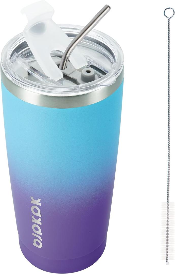 BJPKPK 20 oz Stainless Steel Vacuum Insulated Tumblers with Lids and Straw Reusable Travel Water Mug Double Wall Coffee Cup for Women and Men, Ocean Dream