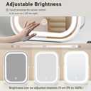 YEKKOPT Travel Makeup Mirror with Lights, Portable Small Beauty LED Vanity Mirror with Lights, 1200mAh Battery, Dimmable Touch Screen, Tabletop Folding Compact Mirror,Women Gift