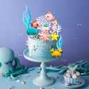 Gyufise 12 Pack Under The Sea Cake Decoration Ocean Animal Devil Fish Crab Dolphin Octopus Seahorse Cake Toppers for Ocean Mermaid Theme Party Supplies Blue