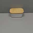 KOOV Porcelain Large Butter Dish with Lid, Airtight Butter Container with Oak Lid, Perfect for 2 Sticks, Texture Series (White)