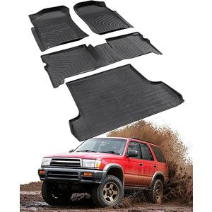 Car Floor Mats for Toyota 4Runner: 1996 1997 1998 1999 2000 2001 2002 All Weather Automotive Cargo Liners Full Set SUV Accessories, Cutsom Fit for Toyota 3rd Gen 4Runner N180 96-02 Rubber Trunk Mat