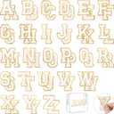 52PCS White Chenille Letter Patches Self Adhesive for Clothing,A-Z Varsity Letter Stickers Embroidered Sew on Repair Patches for Jackets Hats Backpacks,with A Transparent Toiletry Bag
