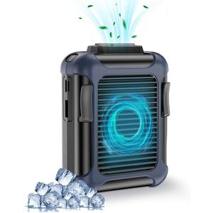 Personal Belt Fan Clip On Waist Portable Cooling Fan & USB Necklace Fan for Travel Outdoor Working Jobsite, 7000RMP Strong Airflow/ 3 Speeds Adjustable (Blue)