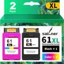 SAILNER 61XL Ink Cartridge Replacement for HP Ink 61 Black and Color Combo Pack 61XL for Envy 4500 4501 4502 5530 Officejet 4630 4635 Deskjet 1000 1010 2540 Series Printer 61 Ink, 2-Pack