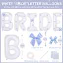 White Bride Balloons 40 inch with Ribbon Bows for Bridal Shower Bride to Be Bachelorette Party Decorations Wedding Engagement Party Dcor (Blue)