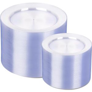 FLOWERCAT 200PCS Clear Plastic Plates Disposable Plates for Party - Heavy Duty Plastic Plates - 100 10"Dinner Plates and 100 7" Salad Plates for Weddings, Easter Parties and Events