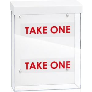 9.1" x 11.6" Outdoor Take One Brochure Holder Waterproof Wall Mount Literature Permit Box with Lid Screws Clear Acrylic Document Holder Fits Letter Size A4 Flyers Booklets Pamphlets (TAKE ONE WHITE)
