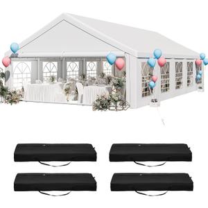 YITAHOME 20x33 ft Party Tent Heavy Duty Outdoor Wedding Event Shelters Upgraded Galvanized Canopy with Large White Roof, Removable PVC Sidewalls & 3 Storage Bags, White