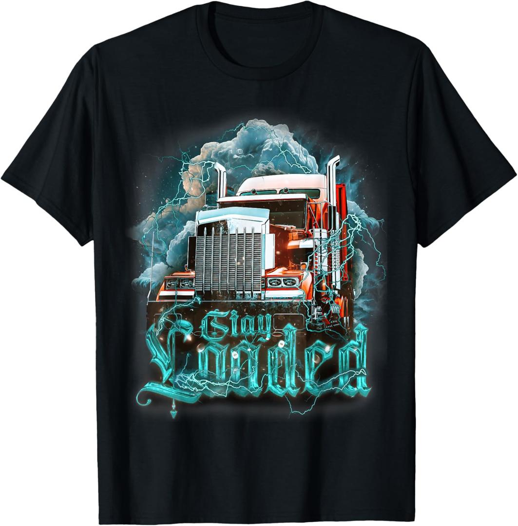Truck Driver Design for Men Dad Big Rig Semi-Trailer Truckin T-Shirt (Black, XL)