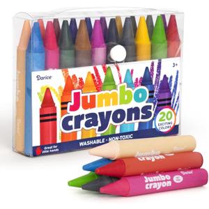 Darice Jumbo Crayons for Toddlers, 20 Colors Large Crayons for Kids, Washable, Non-Toxic Giant Crayon for Kid and Toddler Coloring Classroom Back to School Supplies (Classic)