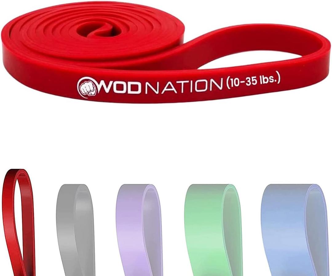 WOD Nation Assisted Pull-Up Band -10–35 lb, Red, 41-Inch Strap - Resistance Bands for Pull-Ups & Strength Training - Stretch Strap for Exercise & Mobility
 (Red)
