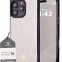 COCOMII Rectangle Case for iPhone 16 Pro Max, Compatible with MagSafe, Ivory Crocodile Leather