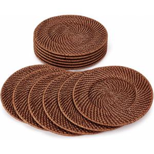 12 Pack 13" Rattan Charger Plate, Dark Brown, Classic
