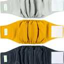 Wegreeco Washable Male Dog Belly Wrap - Pack of 3 - (Gold,Black,Grey,X-Small) (X-Small (9" to 11"))