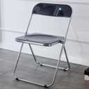 CHAIRABLE Acrylic Folding Chair with Chrome Frame, Plastic Foldable Seat